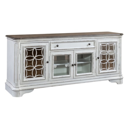 Traditional Entertainment TV Stand with Glass Doors