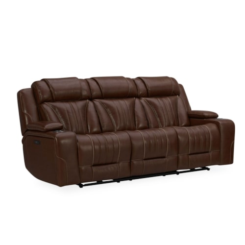 Contemporary Power Reclining Leather Sofa w/Hidden Bluetooth Speakers