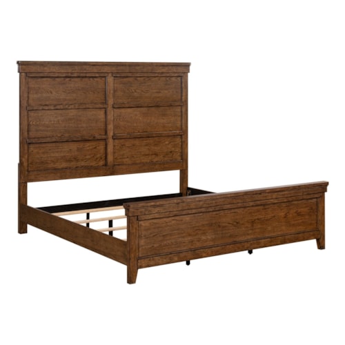 Transitional Queen Panel Bed with Overlay Moldings