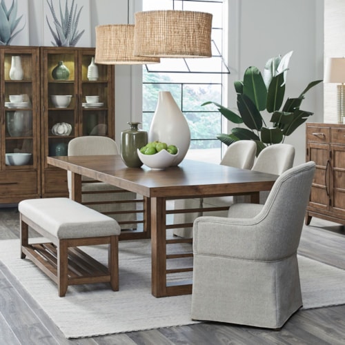 Transitional 6-Piece Dining Set with Dining Bench