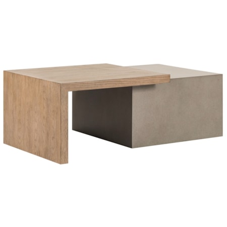 Faux-Concrete Cocktail Table w/Two-Tone Top