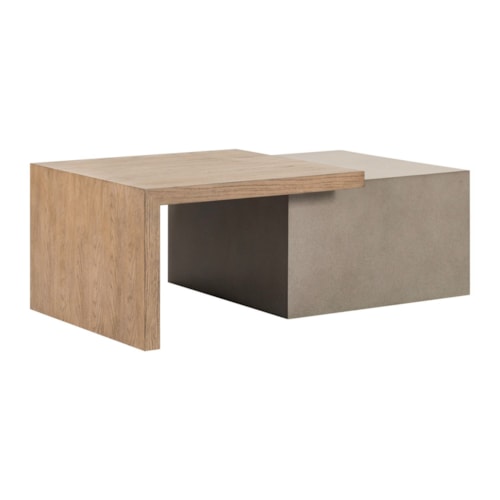 Contemporary Faux-Concrete Cocktail Table w/Two-Tone Top