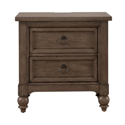 Transitional 2-Drawer Nightstand with USB Charging Station