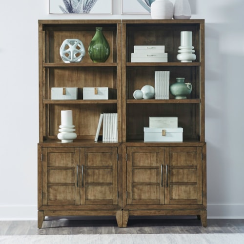 Transitional 2-pc. Bunching Cabinet Bookcase with Adjustable Shelves