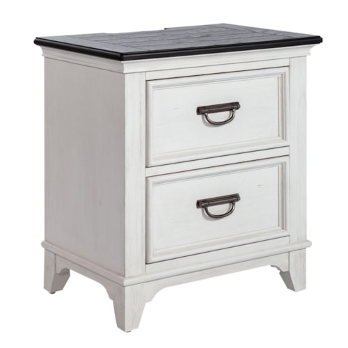 Cottage 2-Drawer Nightstand with Charging Station