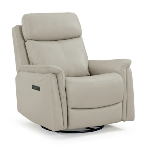 Casual Leather Swivel Glider Power Recliner w/USB Ports