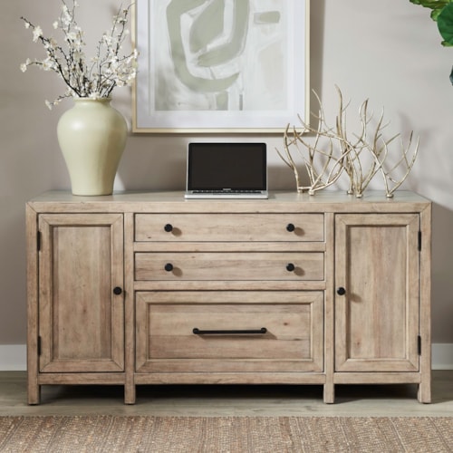 Transitional Credenza with File Storage Drawer