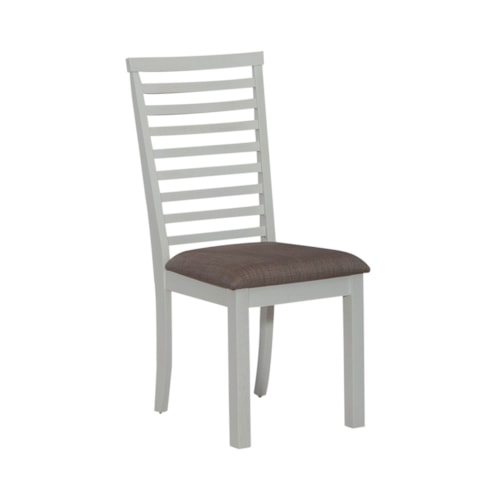 Transitional Upholstered Ladder Back Side Chair with Nylon Chair Glides