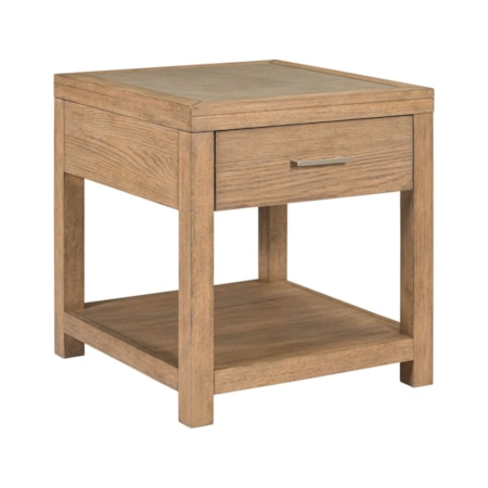 Storage End Table w/Faux-Concrete Insert