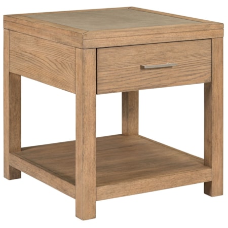 Storage End Table w/Faux-Concrete Insert