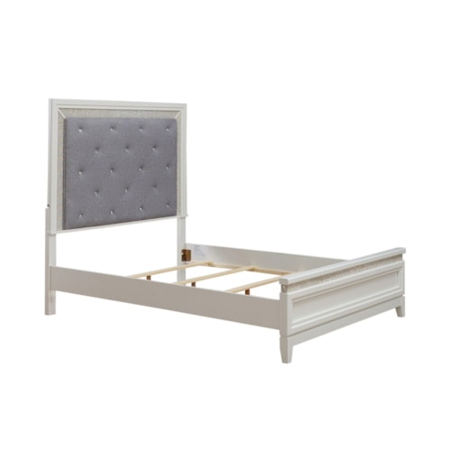 Glam Queen Upholstered Panel Bed with LED Headboard