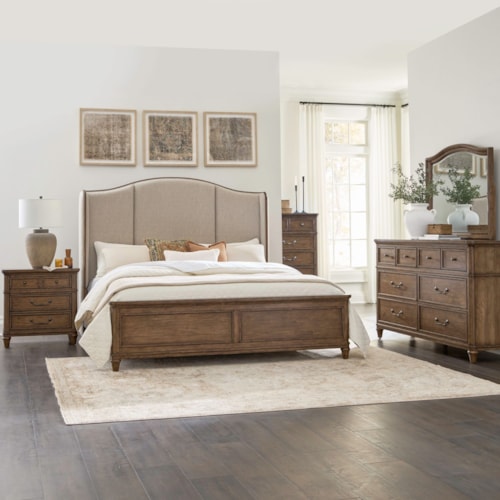Traditional 5-pc. Complete Upholstered Queen Shelter Bed Set