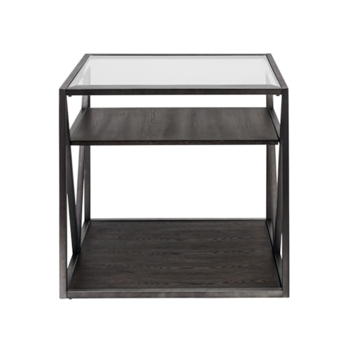 Contemporary End Table with Glass Top