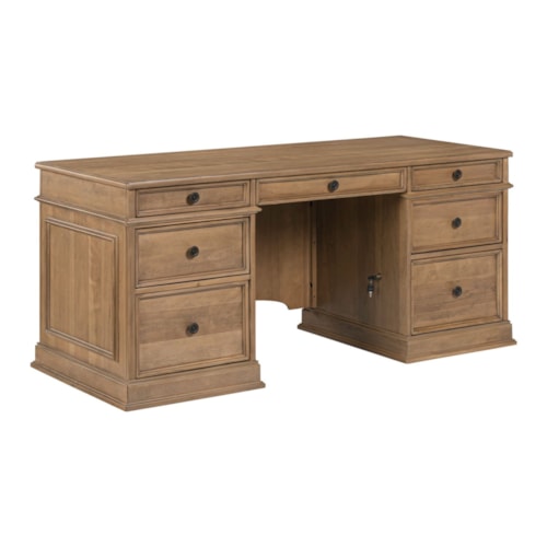 Traditional Double-Pedestal Jr. Executive Desk with Flip-Down Keyboard Drawer