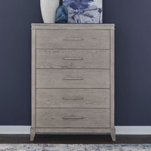 Transitional 5-Drawer Chest with Felt-Lined Top Drawer