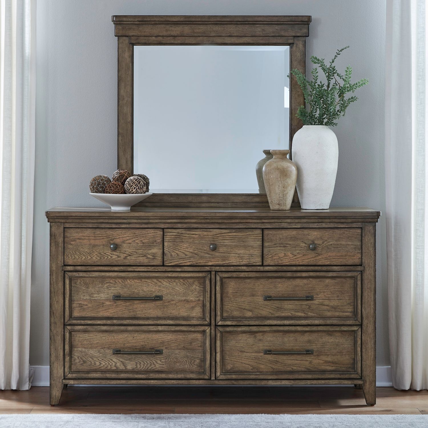 Liberty Furniture Carolina Park 7-Drawer Dresser and Mirror