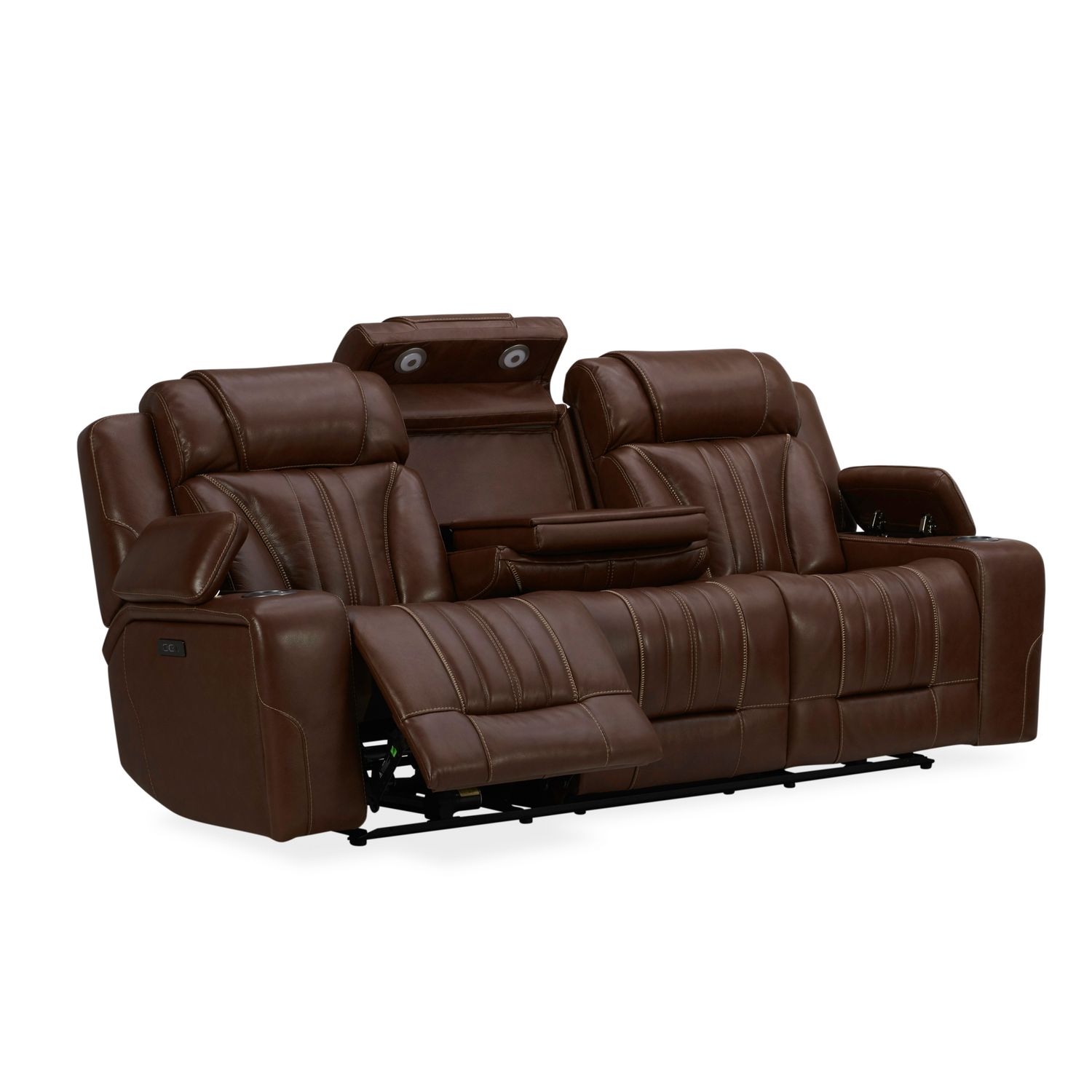 Power Reclining Leather Sofa w/BT Speakers