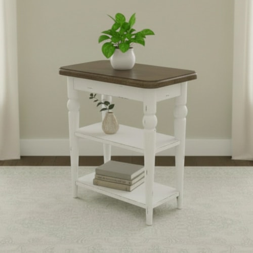 Cottage Chairside Table with Shelf Storage