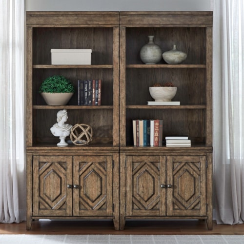 Transitional Bunching Bookcase with Interior Storage