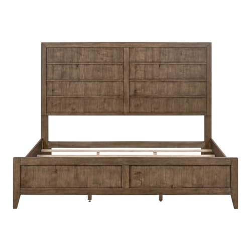 Transitional Queen Panel Bed with Low Profile Footboard