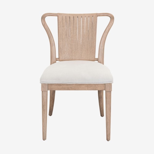 Transitional Dining Side Chair with Shaped Corded Back
