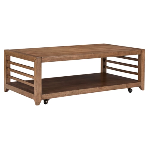 Transitional Rectangular Cocktail Table with Casters