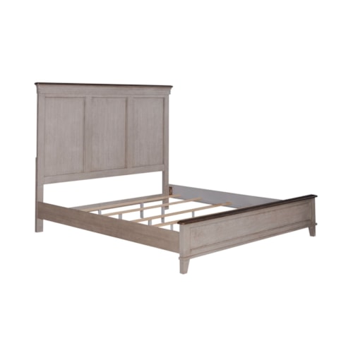 Farmhouse King Panel Bed with Crown Molding