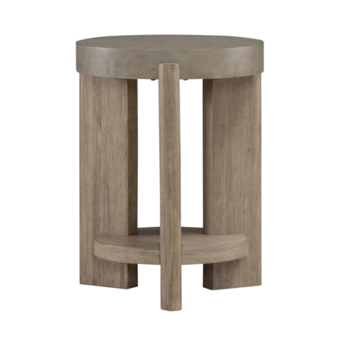 Contemporary Faux Concrete Chairside Table with Open Shelf