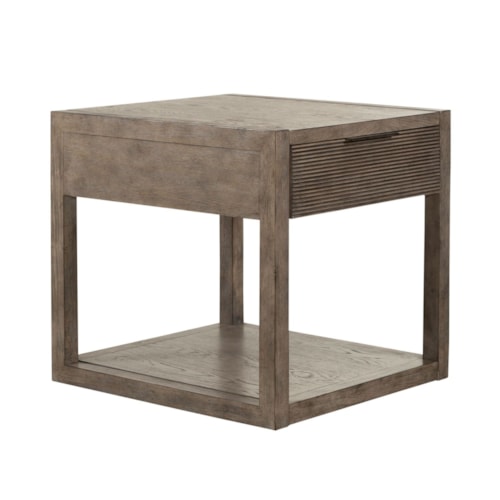 Contemporary End Table with Reeded Texture Drawer Front