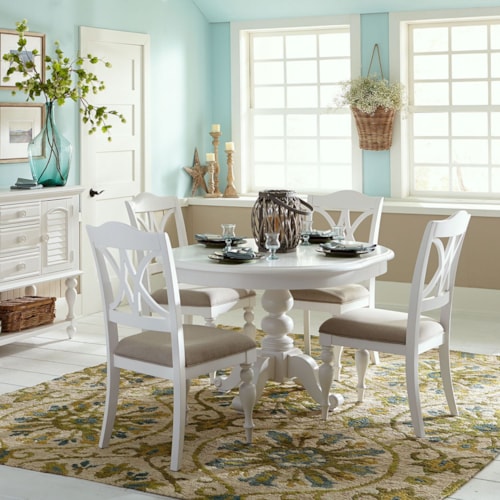 5-Piece Transitional Dining Set with Leaf Insert