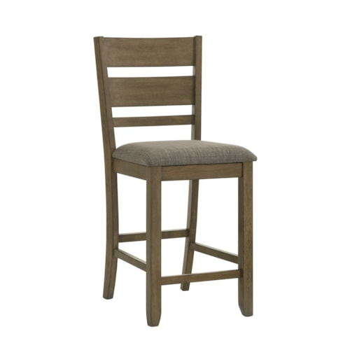 Transitional Slat Back Upholstered Counter Chair with Nylon Chair Glides