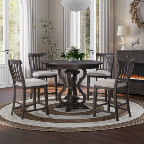 5-Piece Counter Dining Set with Upholstered Seats
