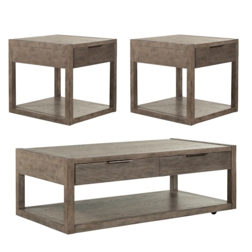 Contemporary 3-Piece Occasional Set with Full Extension Storage Drawers
