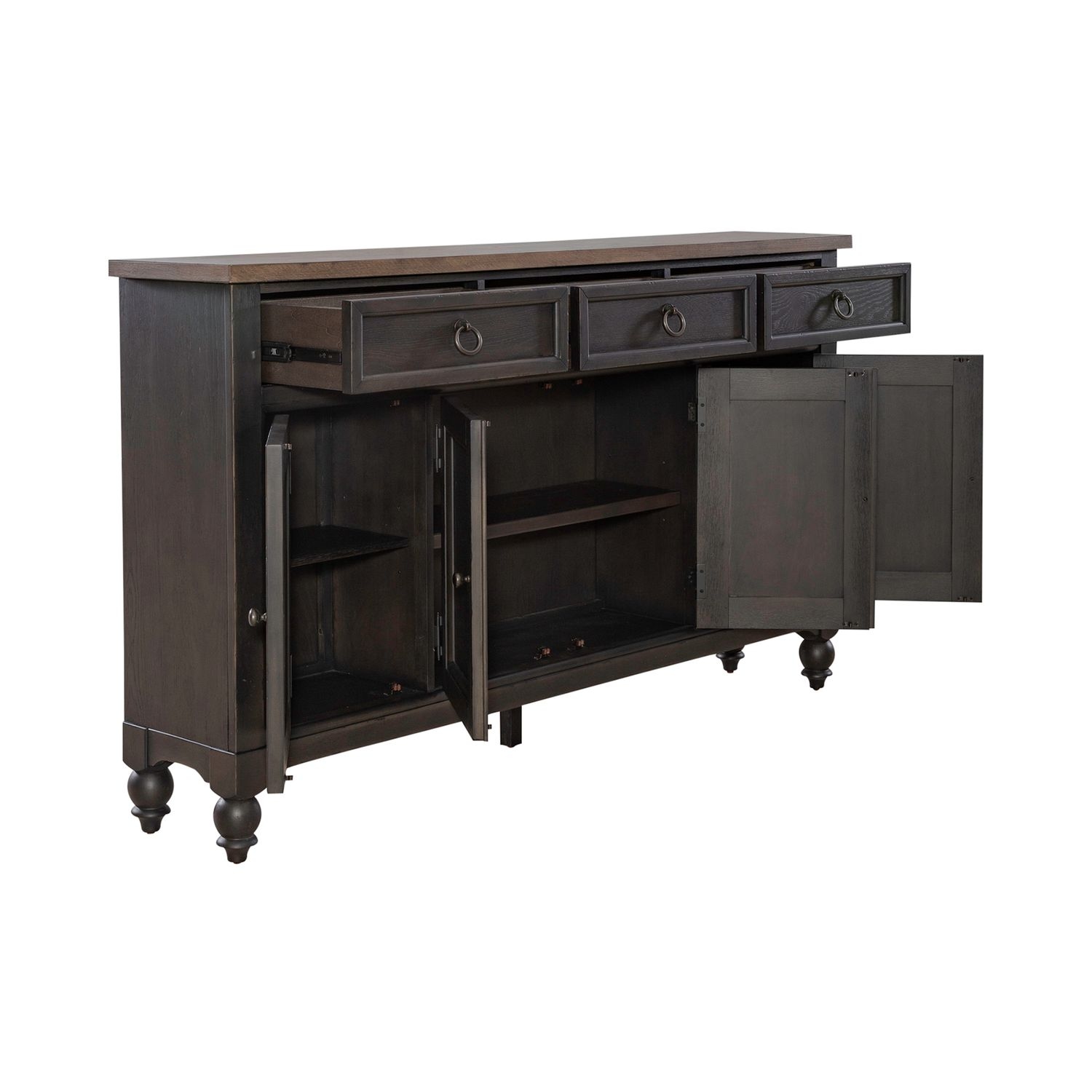 Liberty Furniture Americana Farmhouse 4-Door Hall Buffet with Adjustable Shelves