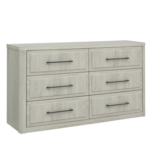 Transitional 6-Drawer Dresser with Felt Lined Top Drawers