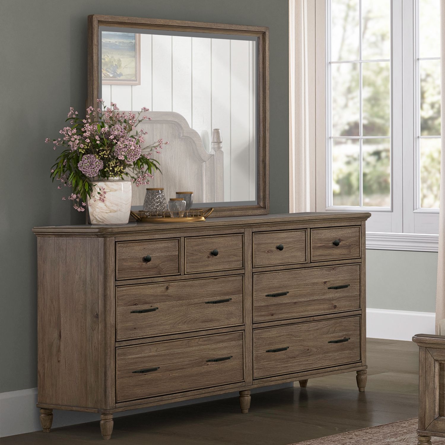 Liberty Furniture Hickory Grove Eight-Drawer Dresser & Mirror Set