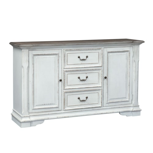 Traditional Buffet with Felt-Lined Top Drawer