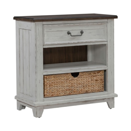 Farmhouse Bedside Chest with Charging Station