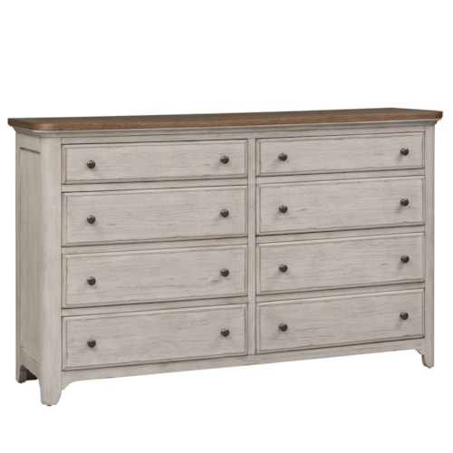 Farmhouse 8-Drawer Dresser with Cedar Lined Bottom Drawers
