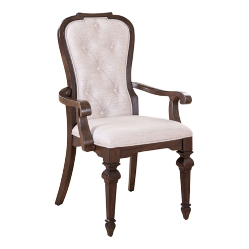 Traditional Upholstered Arm Chair with Button-Tufting