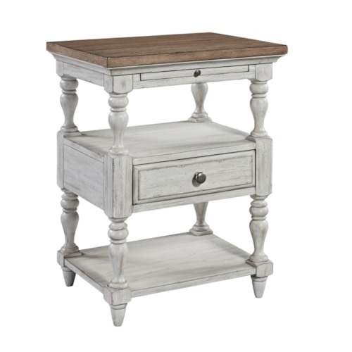 Farmhouse Reimagined 1 Drawer Night Stand with Pull Out Shelf