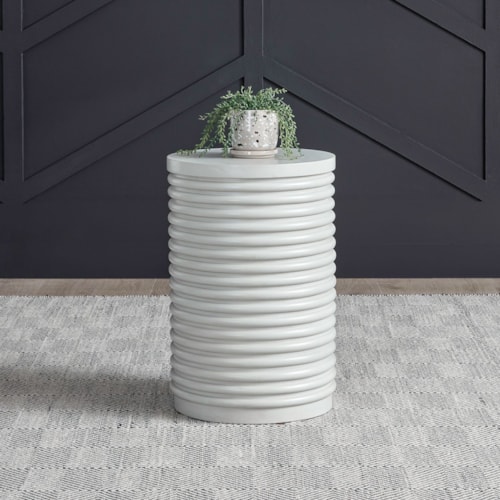 Contemporary Round Chairside Table with Rounded Bead Molding