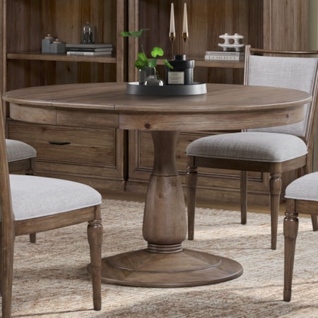 42" Round Pedestal Dining Table w/Leaf