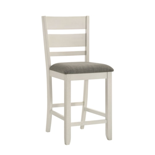 Transitional Slat Back Upholstered Counter Chair with Nylon Chair Glides