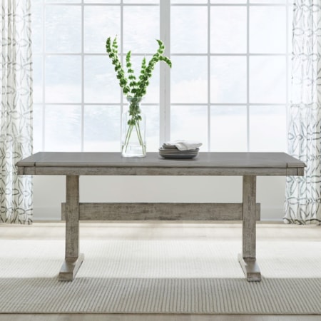 Trestle Dining Table w/Two Removable Leaves