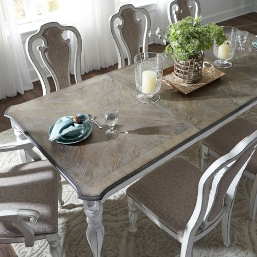 Traditional 5-Piece Rectangular Table Set with Upholstered Side Chairs