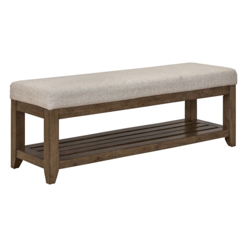 Transitional Bedroom Bench with Shelf
