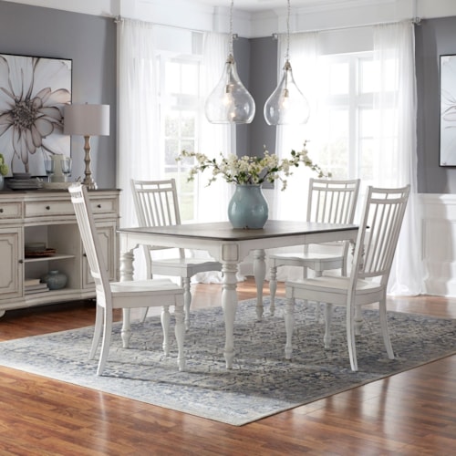 Relaxed Vintage 5-Piece Leg Table Set