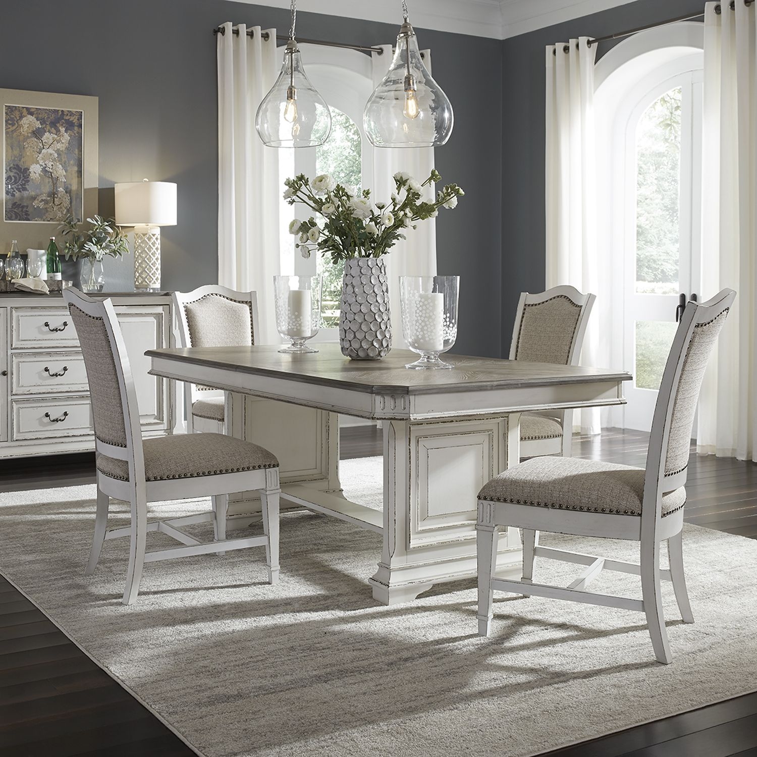 Liberty Furniture Abbey Park 5-Piece Trestle Table Dining Set