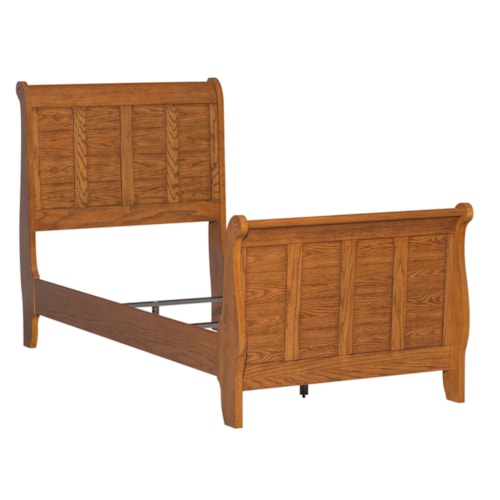 Rustic Twin Sleigh Bed with Paneling